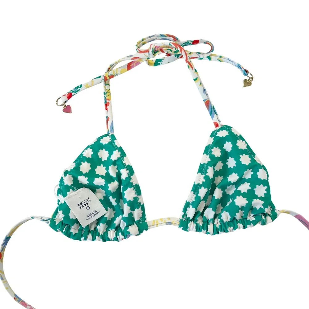 Roller Rabbit Target Reversible Triangle Bikini Top XXS Tropical Fruit Print